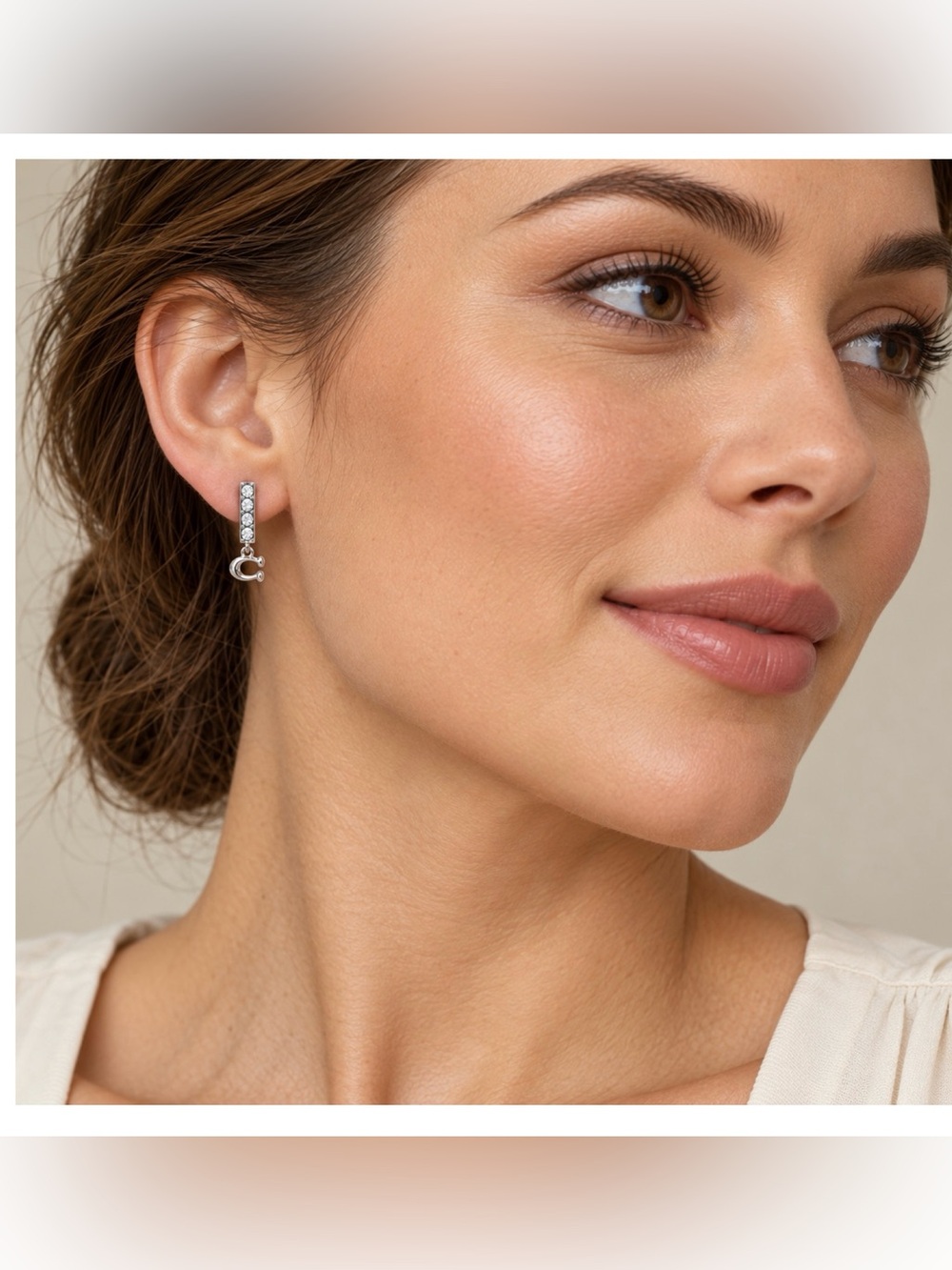 Coach Silver Crystal Pave-Bar Studs
